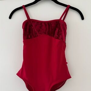 YUMIKO Red & Crushed Velvet Leotard
